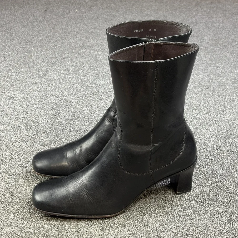 Cole Haan Country Black Leather Heeled Ankle Boots Women's Size 8 B Made Brazil - Picture 2 of 12